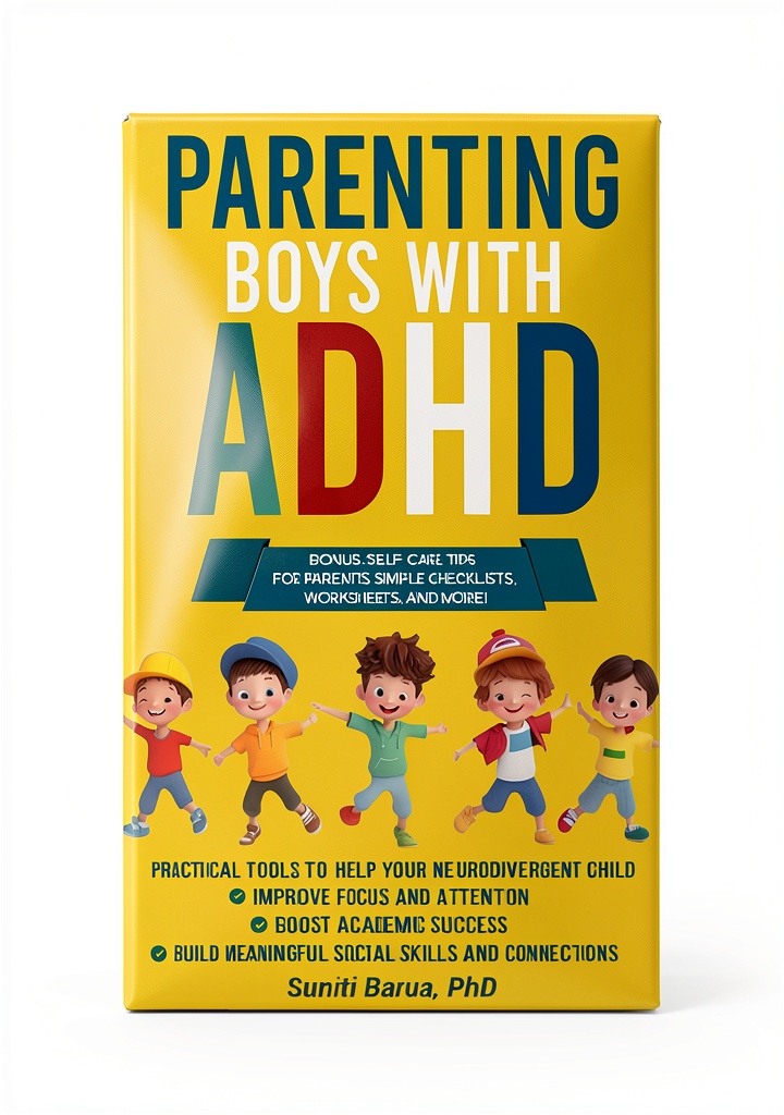 Reading Hyperactive Children Parenting Guide by Divine Touch Publishing on a kitchen table